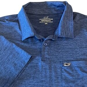 Vineyard Vines PERFORMANCE Golf Polo Shirt Mens 2XL Blue Stretch